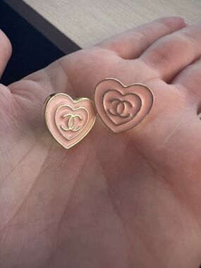 Heart shaped Chanel studded earrings!